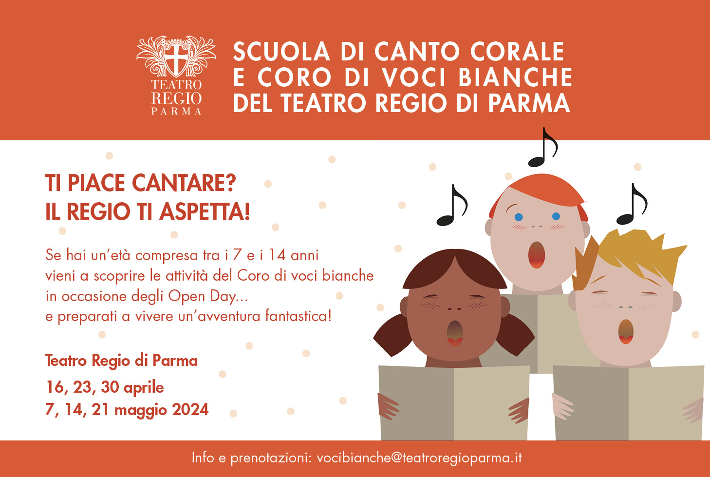 OPEN DAY – SCUOLA DI CANTO CORALE E CORO DI VOCI BIANCHE DEL TEATRO REGIO DI PARMA